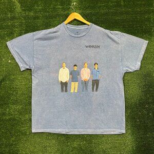 Weezer Blue Album Tour Rock Band Mineral Wash T-Shirt Size 2X